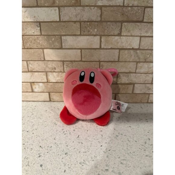 Kirby Inhaling Plush‎ Clip-On Travel Toy TOMY Mocchi-Mocchi Club 4" - Picture 1 of 2